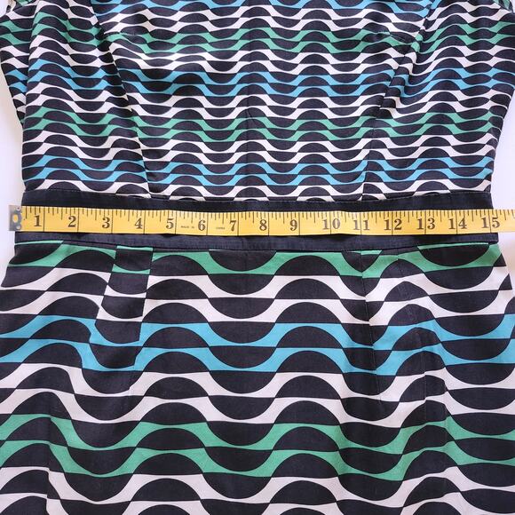 Boden Kensington Geometric Print Silk Blend Cap Sleeved Midi Dress Size 6 - Picture 9 of 10